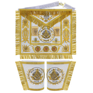 Masonic Regalia Grand Lodge Past Master 100% Lambskin Apron With Collar & Cuff Masonic Hub
