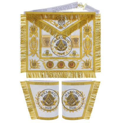 Masonic Regalia Grand Lodge Past Master 100% Lambskin Apron With Collar & Cuff