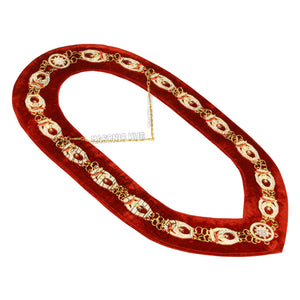Masonic Regalia Rhinestones Jewels Shriner Chain Collar With Red Backing Masonic Hub