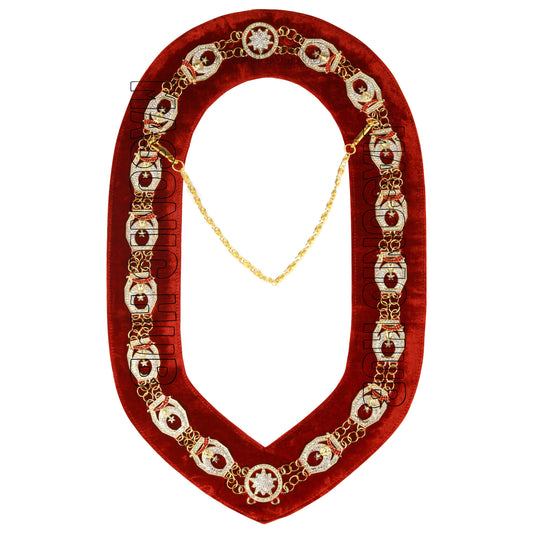Masonic Regalia Rhinestones Jewels Shriner Chain Collar With Red Backing