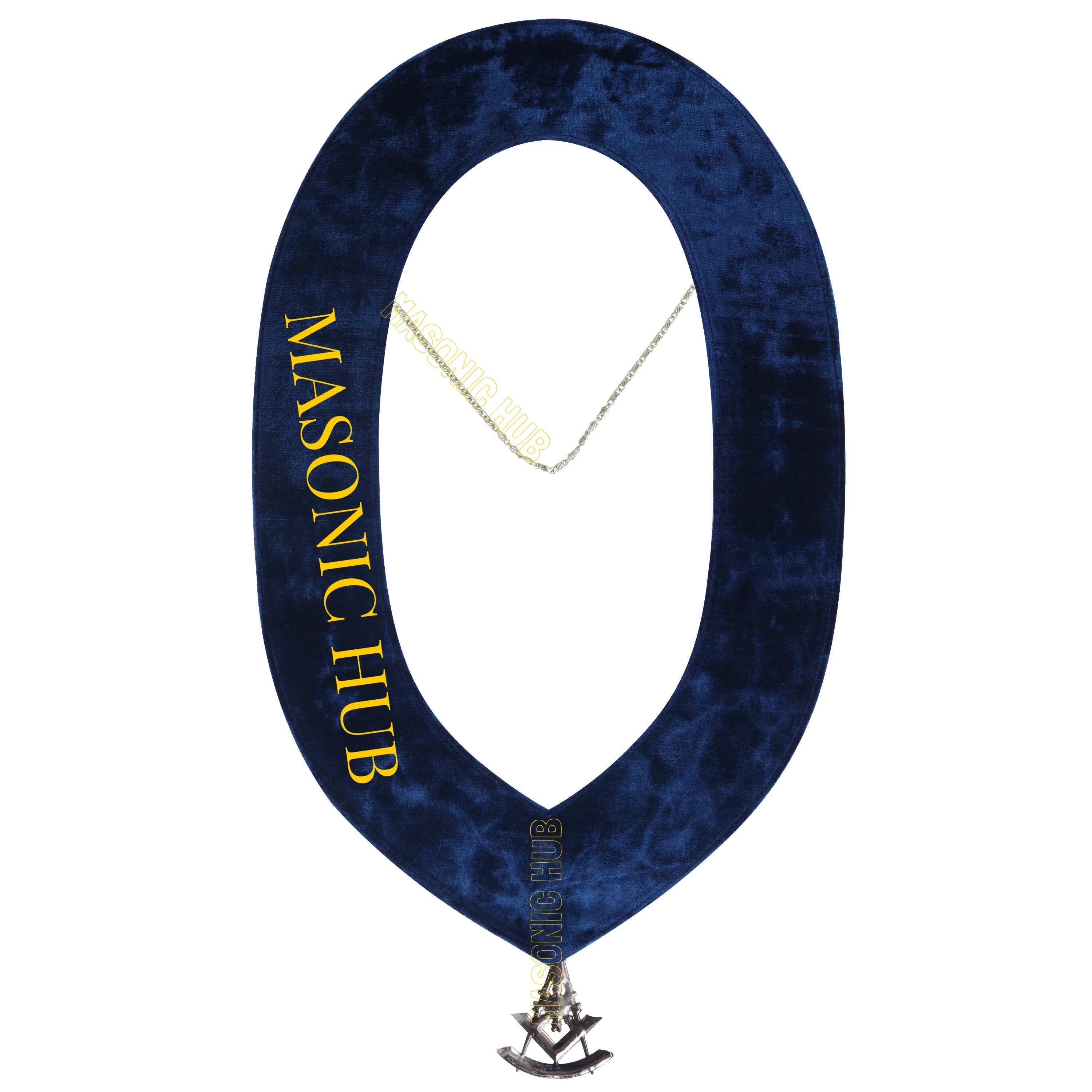 Masonic Past Master Metal Chain Collar Blue Backing + Free Jewel Masonic Hub
