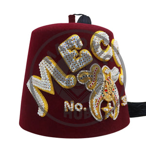 Custom Shriner Fez Hat with Rhinestone Embroidery, Bullion Underlay - Handcrafted Masonic Regalia, Freemason Fez in All Colors & Sizes Masonic Hub