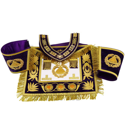 Masonic Regalia Deputy Grand Master 100% Lambskin Apron with Chain Collar &amp; Cuffs