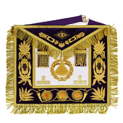 Masonic Regalia Deputy Grand Master 100% Lambskin Apron with Chain Collar &amp; Cuffs