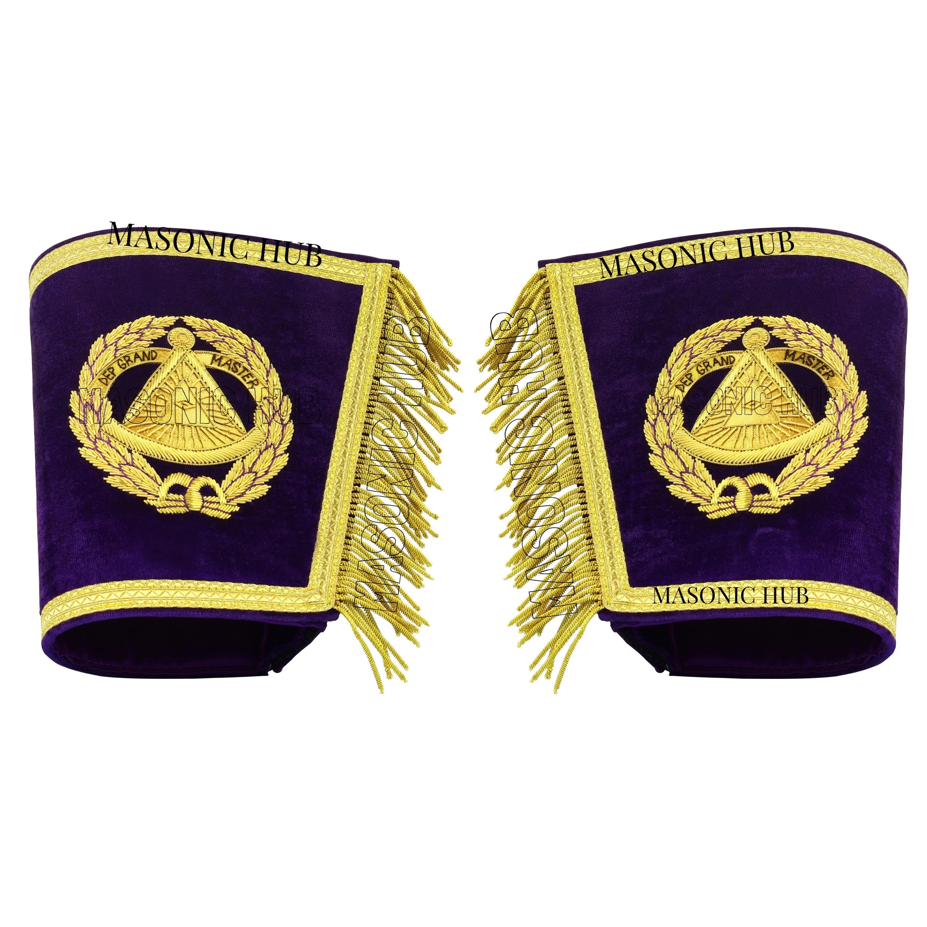 Masonic Regalia Deputy Grand Master 100% Lambskin Apron with Chain Collar &amp; Cuffs Masonic Hub