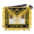 Past Master Masonic Apron – Lambskin with Gold Bullion Embroidery – Navy Blue Velvet & Mylar Fringe – Handmade Freemason Regalia Masonic Hub