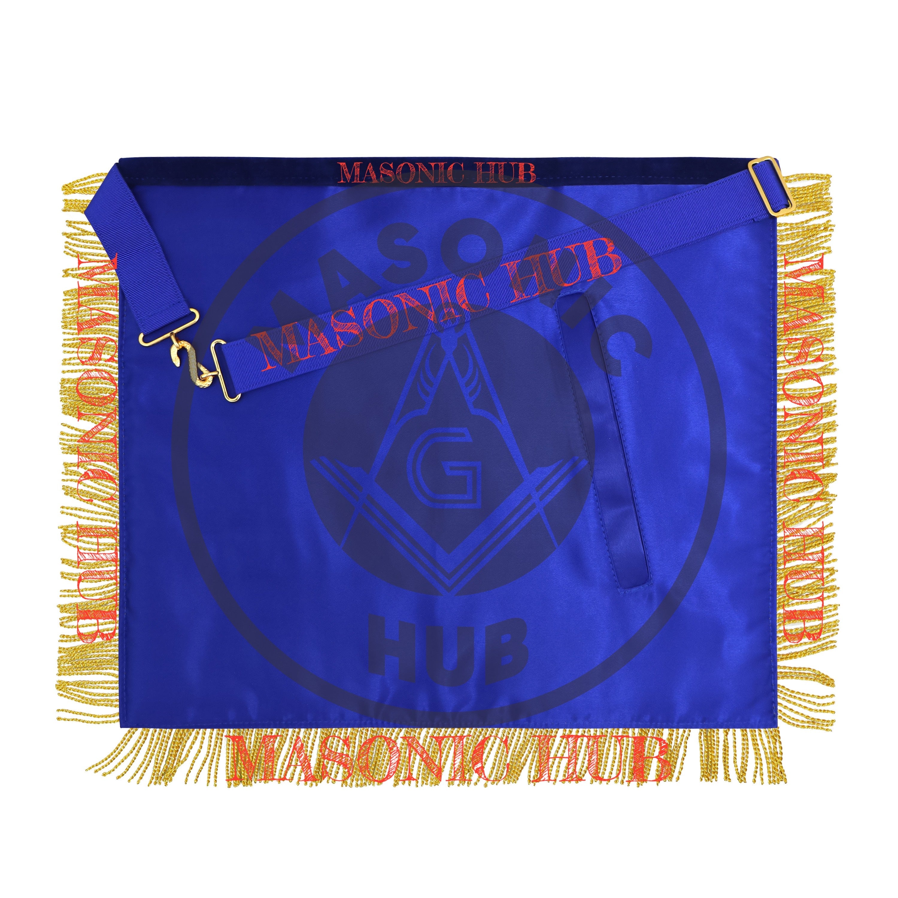 Past Master Masonic Apron – Lambskin with Gold Bullion Embroidery – Royal Blue Velvet & Mylar Fringe – Handmade Freemason Regalia Masonic Hub