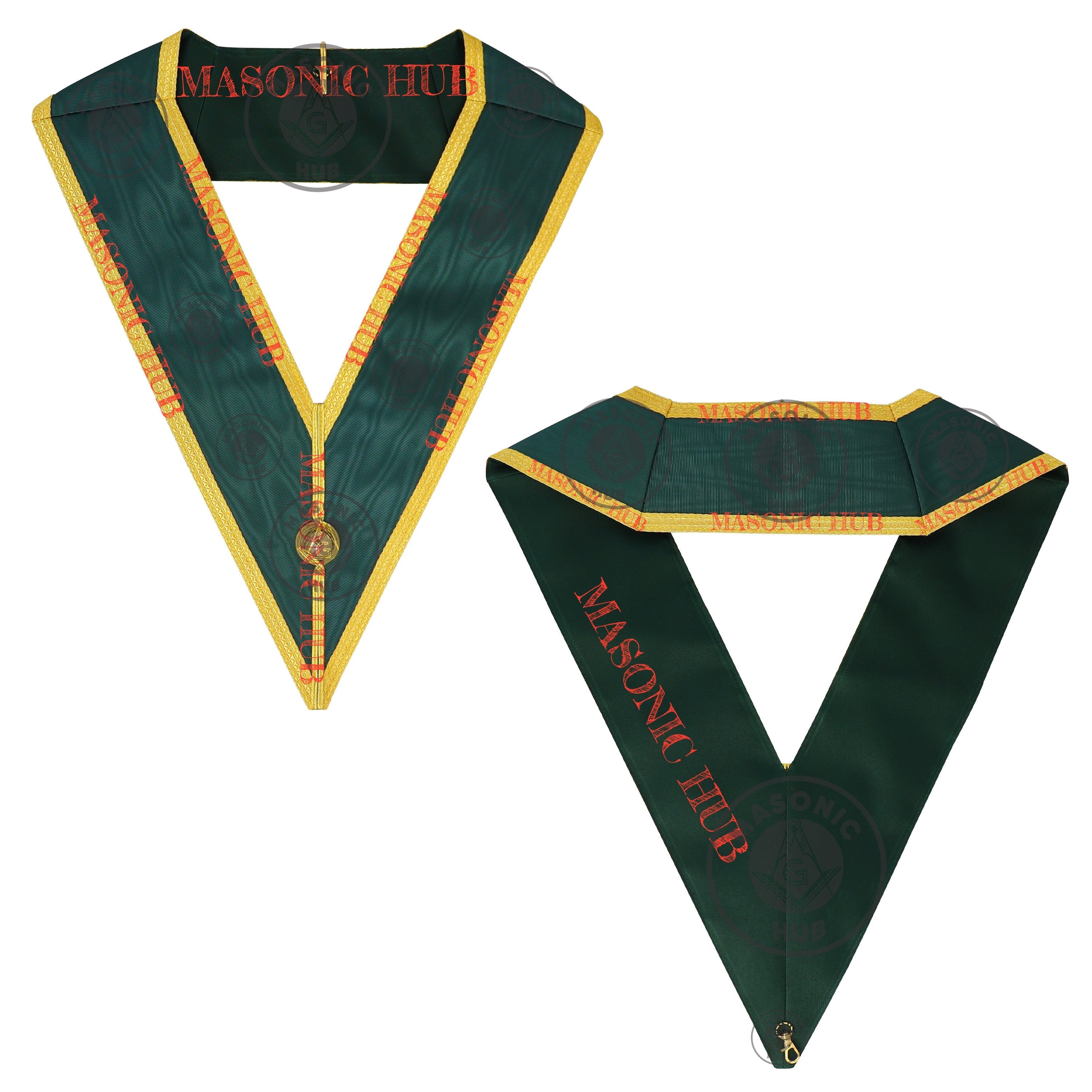 Allied Masonic Degrees Grand Council Collar – Elected Officer Regalia – Green & Gold Masonic Hub
