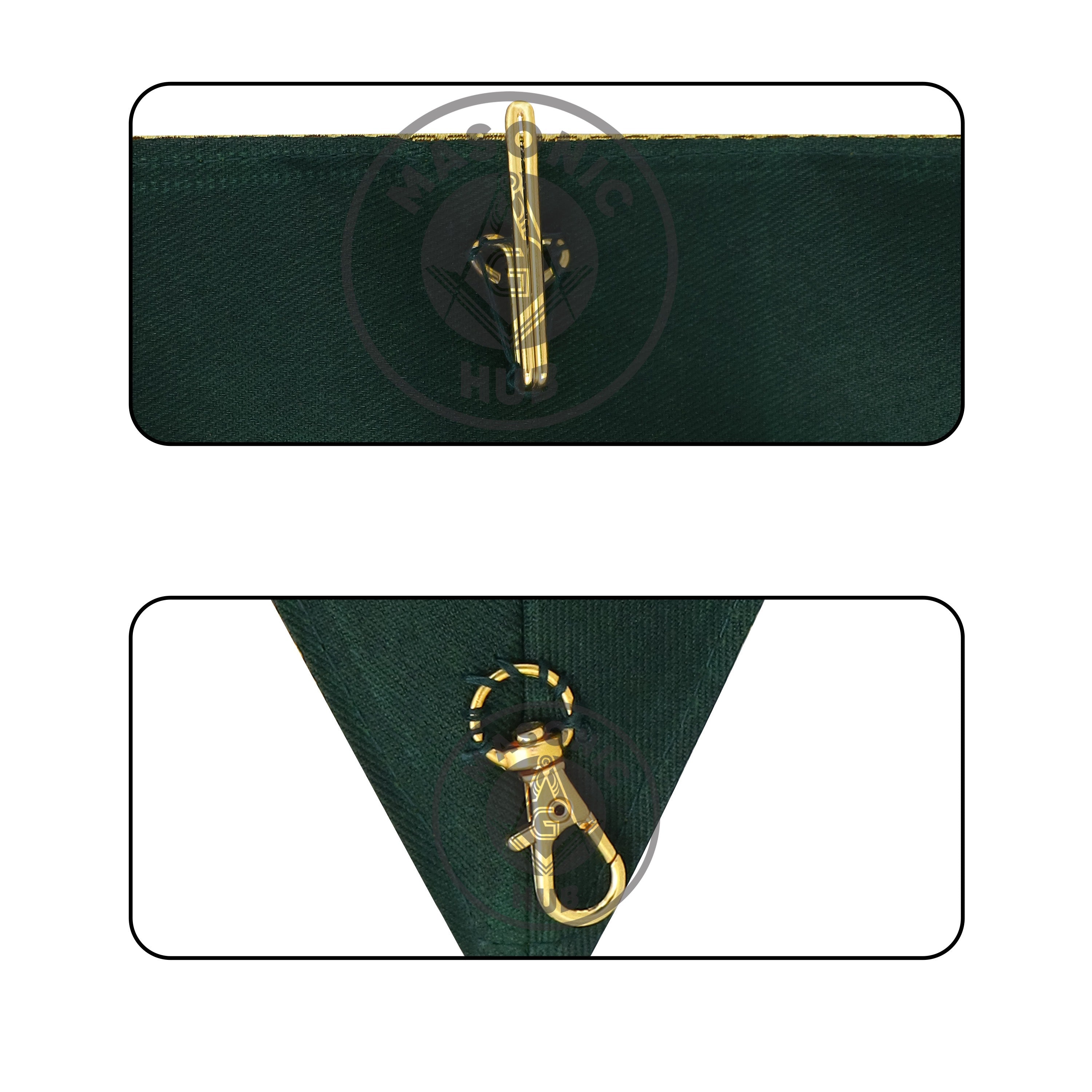 Allied Masonic Degrees Grand Council Collar – Elected Officer Regalia – Green & Gold Masonic Hub