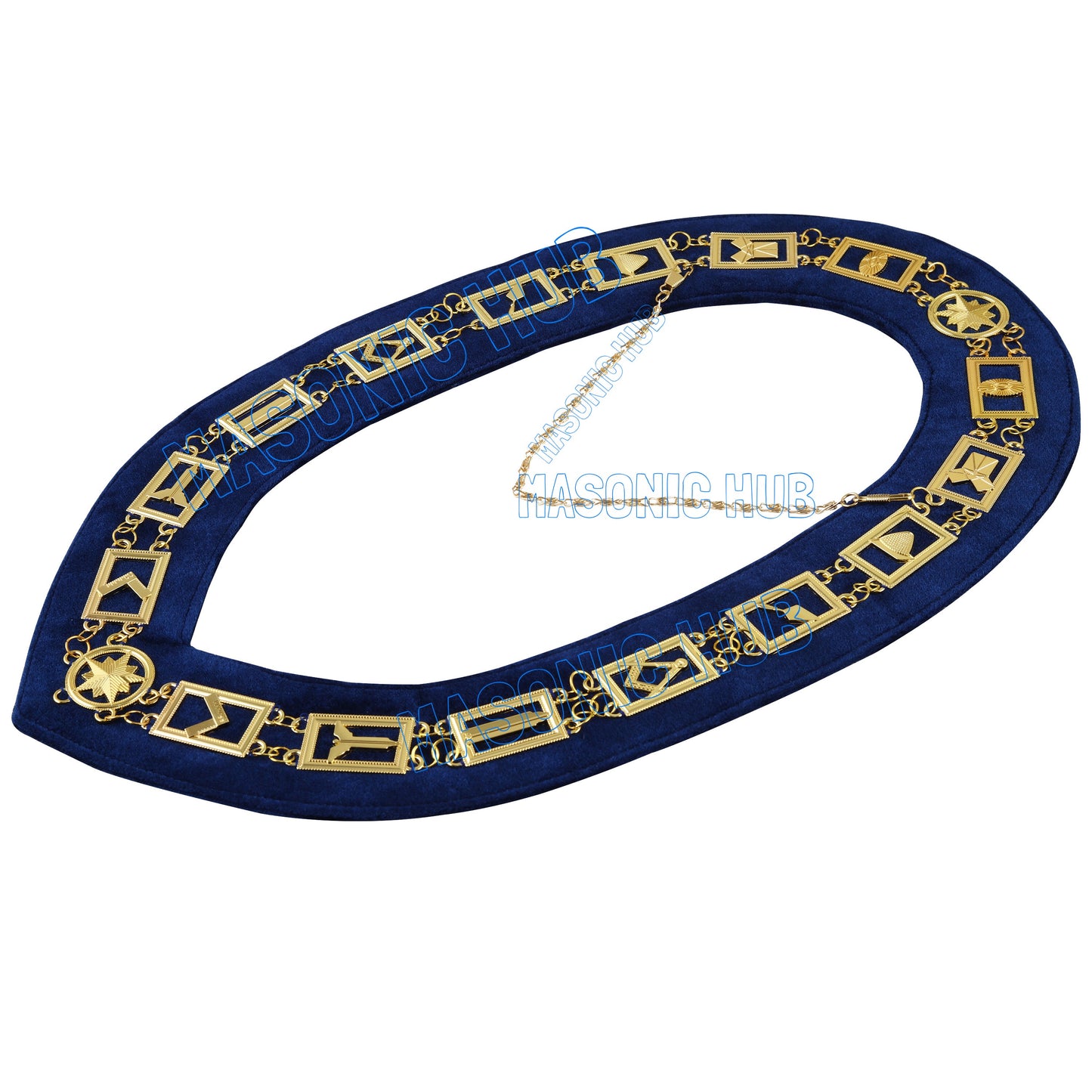 Masonic Blue Lodge Working Tools Masonic Chain Collars Gold Plated  Blue Velvet