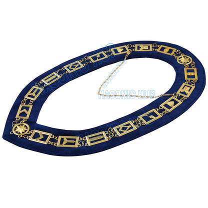 Masonic Blue Lodge Working Tools Masonic Chain Collars Gold Plated  Blue Velvet