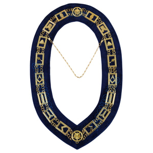 Masonic Regalia Blue Lodge Treasurer Apron &amp; Chain Collar with Jewel Masonic Hub
