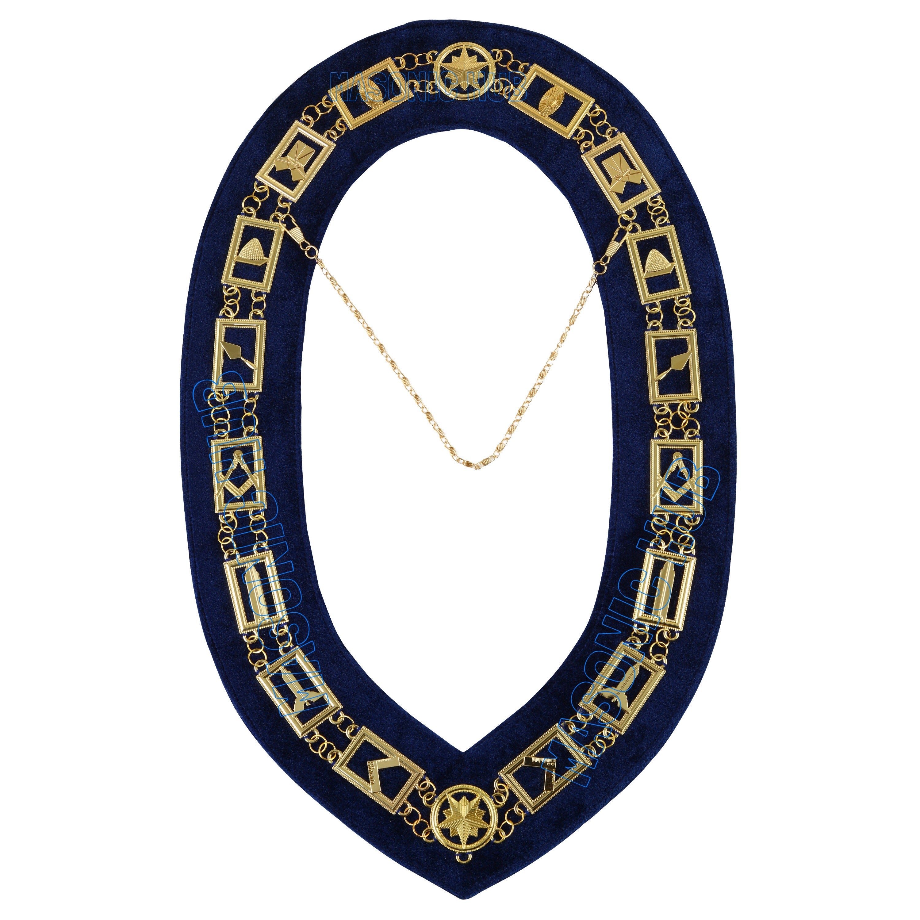 Masonic Regalia Blue Lodge Treasurer Apron &amp; Chain Collar with Jewel Masonic Hub