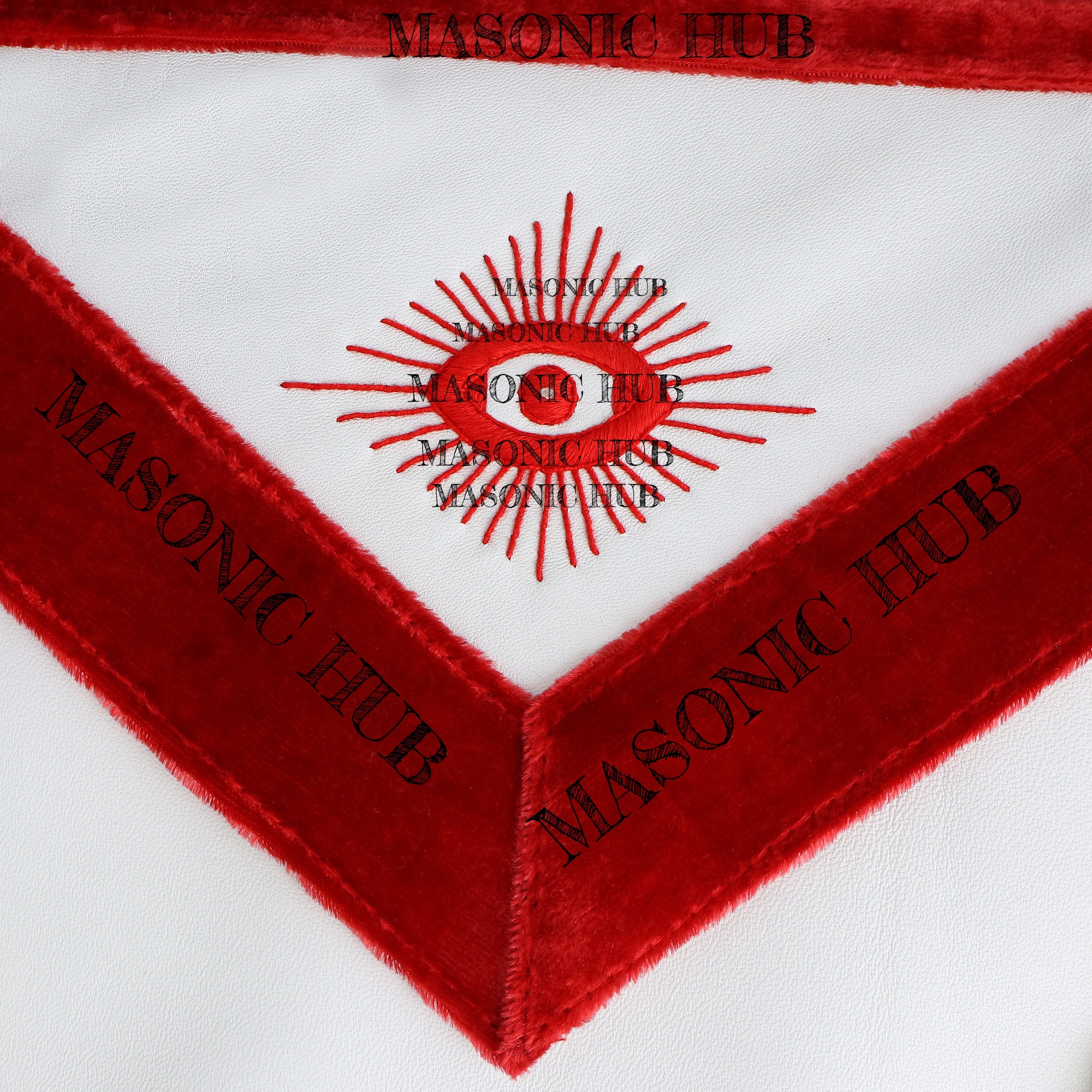 Scottish Rite Master Mason Apron - Red Velvet Masonic Regalia with Gold Bullion Tassels & All-Seeing Eye Freemason Ceremony Apron Masonic Hub