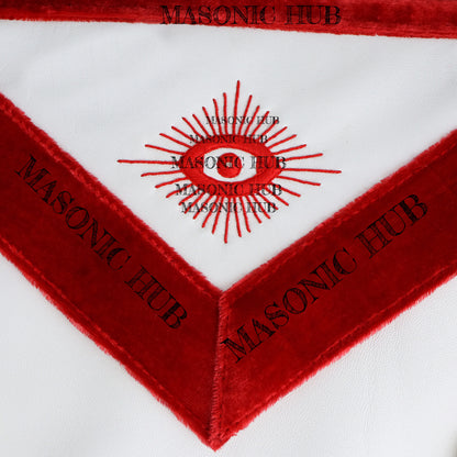 Scottish Rite Master Mason Apron - Red Velvet Masonic Regalia with Gold Bullion Tassels & All-Seeing Eye Freemason Ceremony Apron