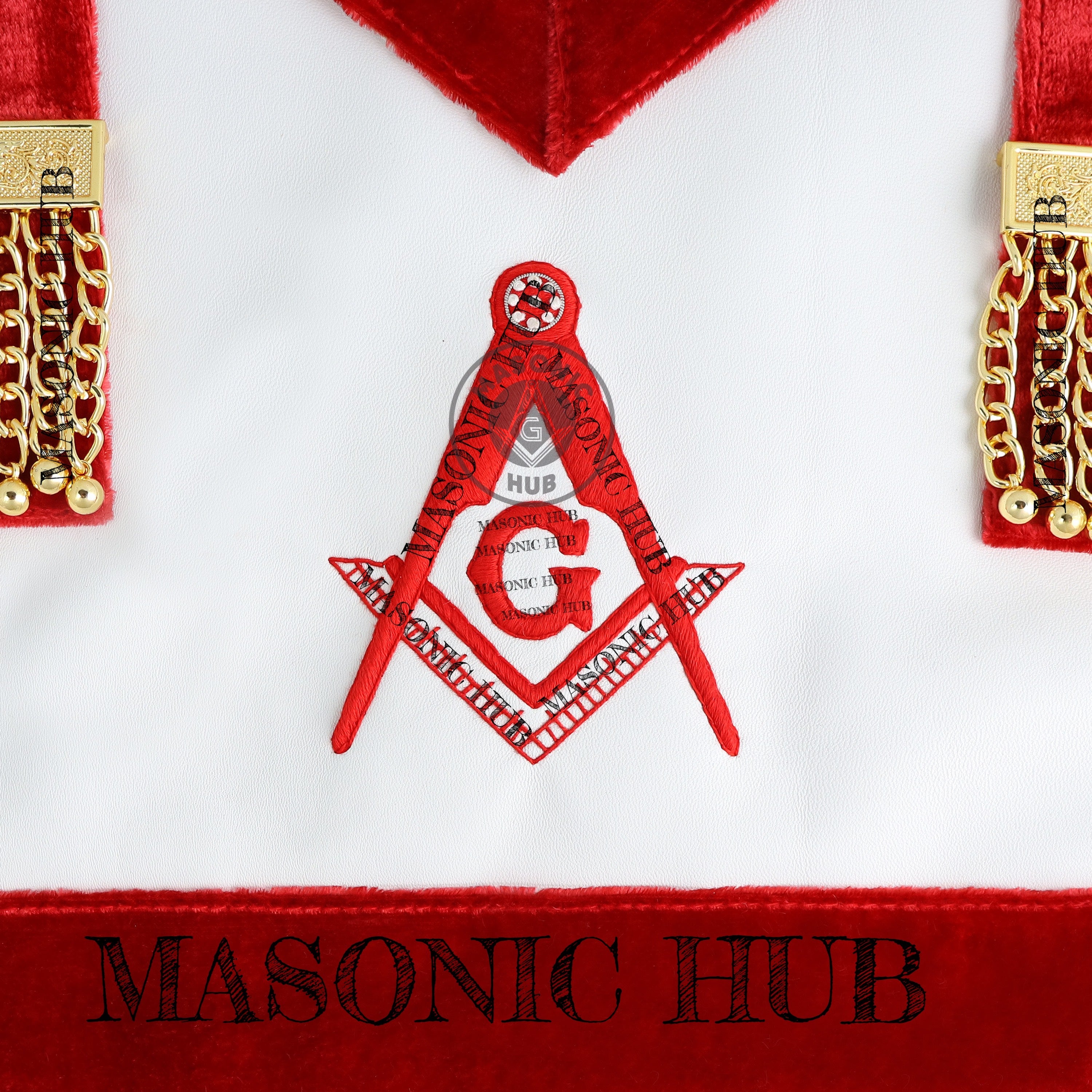 Scottish Rite Master Mason Apron - Red Velvet Masonic Regalia with Gold Bullion Tassels & All-Seeing Eye Freemason Ceremony Apron Masonic Hub