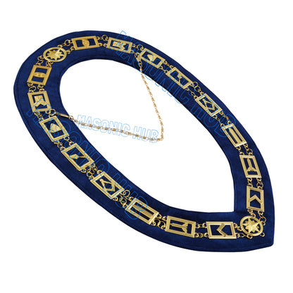 Masonic Blue Lodge Working Tools Masonic Chain Collars Gold Plated  Blue Velvet