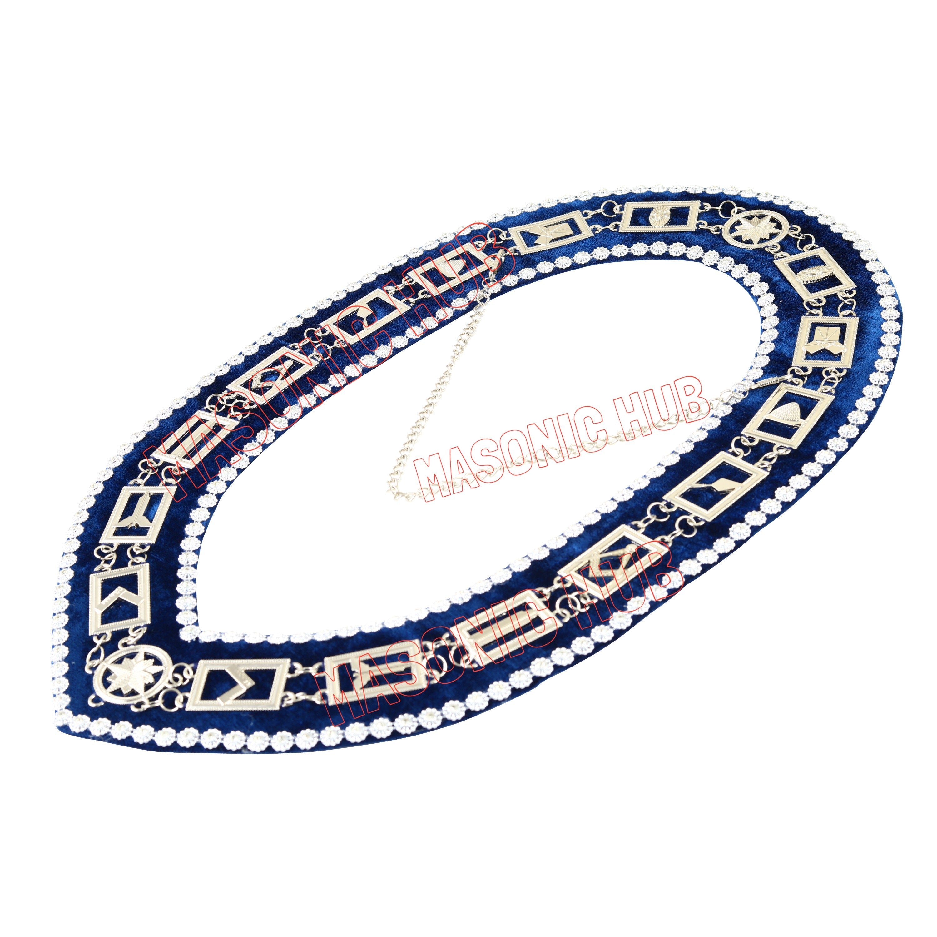 Masonic Blue Lodge Working Tools Masonic Chain Collar with Rhinestones Masonic Hub