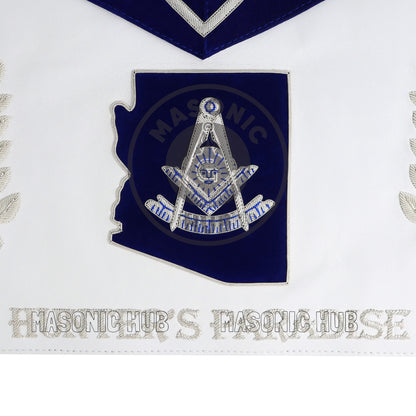 Custom Past Master Masonic Apron – Personalized with Your Lodge Name, Logo, and Artwork | Hand-Embroidered Blue Lodge Regalia