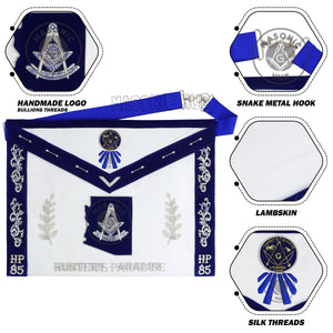 Custom Past Master Masonic Apron – Personalized with Your Lodge Name, Logo, and Artwork | Hand-Embroidered Blue Lodge Regalia My Store