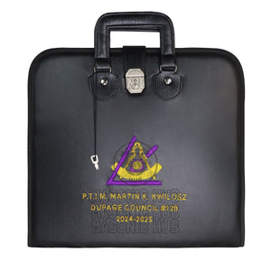 Cryptic (Royal & Select) Mason Apron Case with Lock – Handcrafted Masonic Faux Leather Carrying Case Masonic Hub