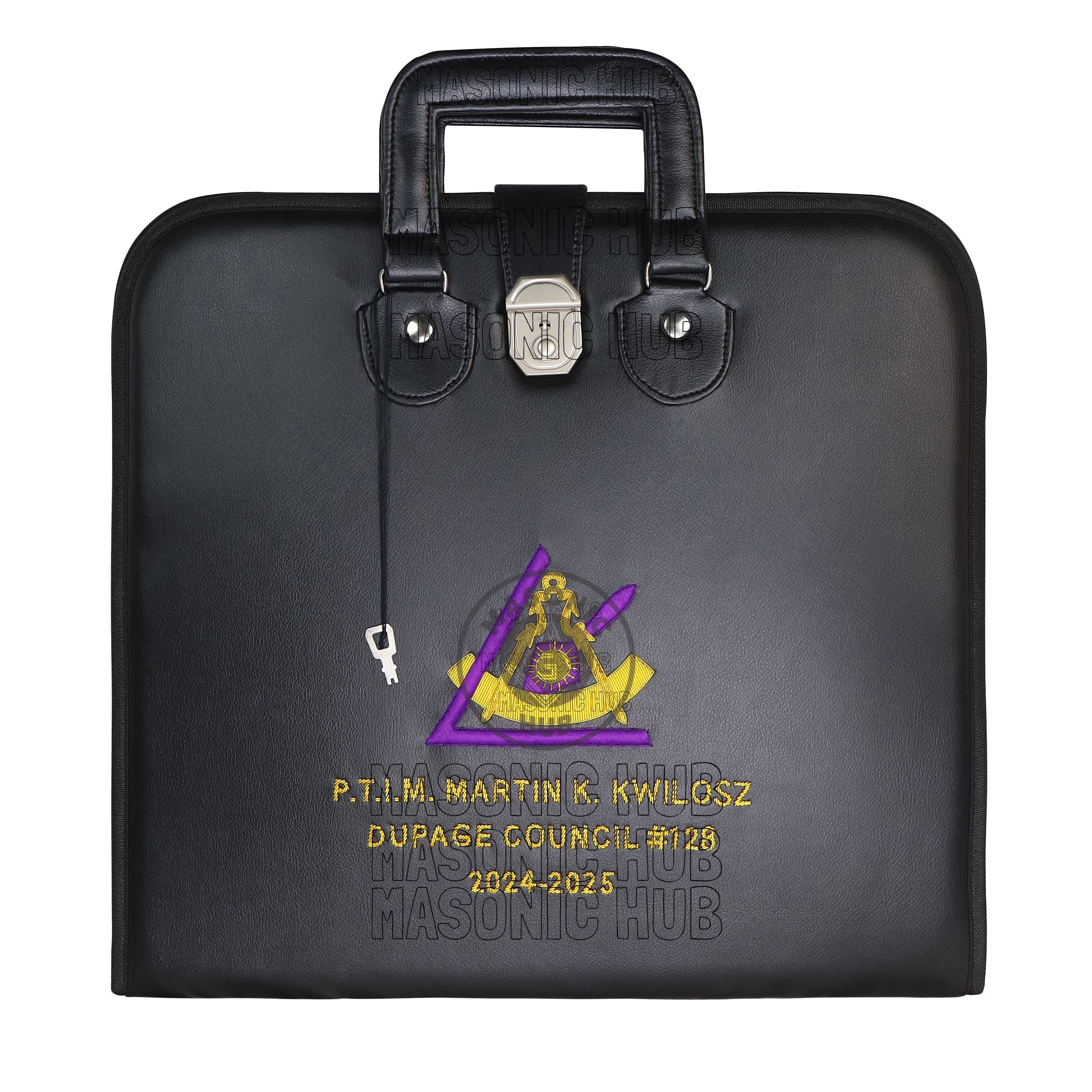 Cryptic (Royal & Select) Mason Apron Case with Lock – Handcrafted Masonic Faux Leather Carrying Case Masonic Hub