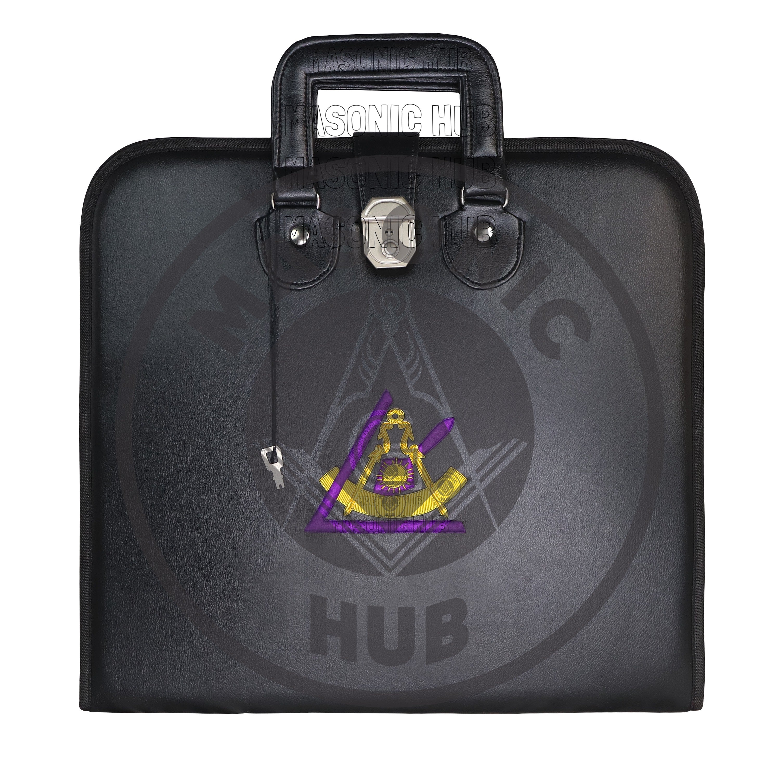Cryptic (Royal & Select) Mason Apron Case with Lock – Handcrafted Masonic Faux Leather Carrying Case Masonic Hub