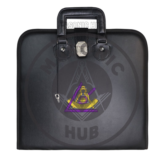 Cryptic (Royal & Select) Mason Apron Case with Lock – Handcrafted Masonic Faux Leather Carrying Case