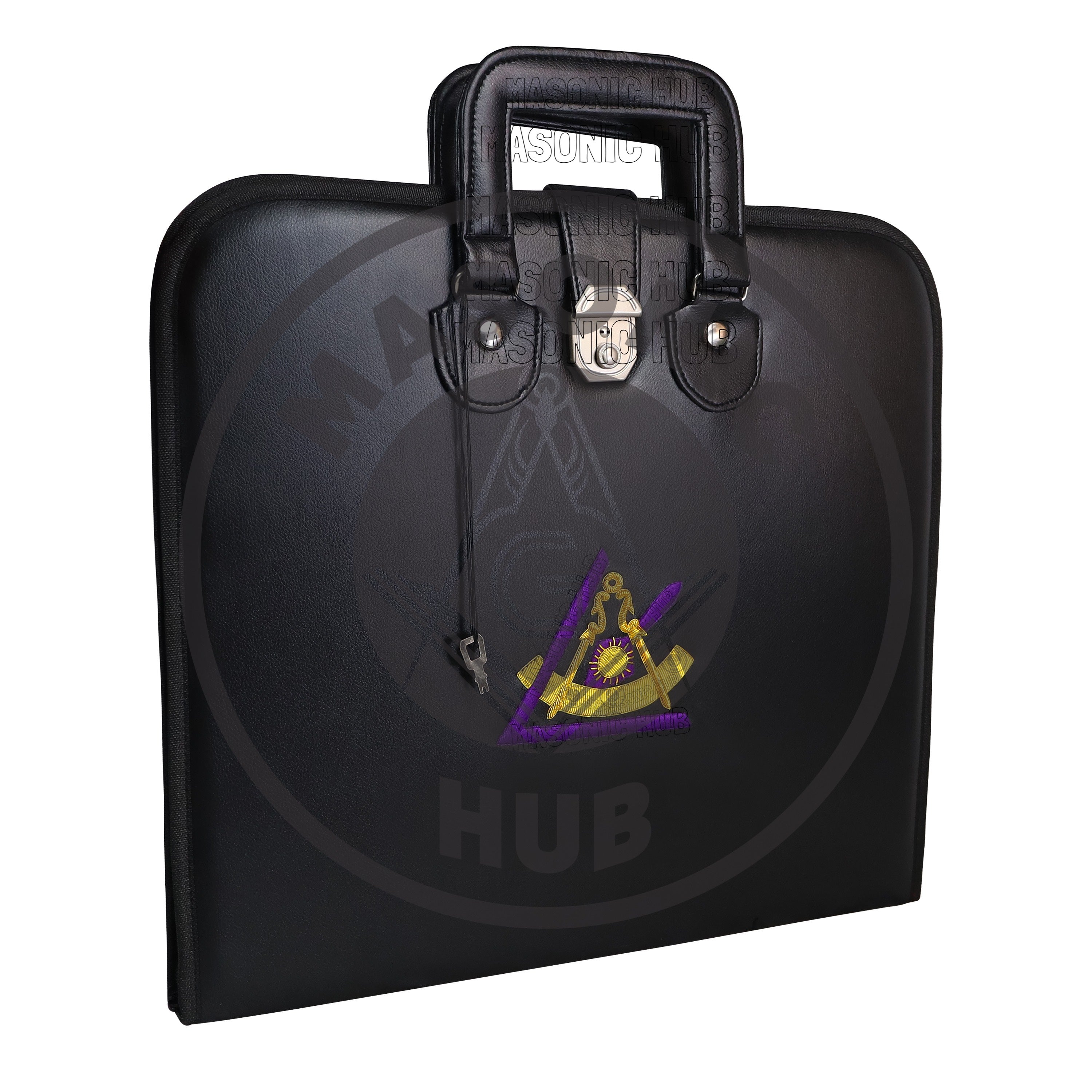 Cryptic (Royal & Select) Mason Apron Case with Lock – Handcrafted Masonic Faux Leather Carrying Case Masonic Hub