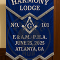 Personalized Handcrafted Master Mason Blue Lodge Banner – Custom Embroidered with Lodge Info, Square & Compass Emblem Masonic Hub