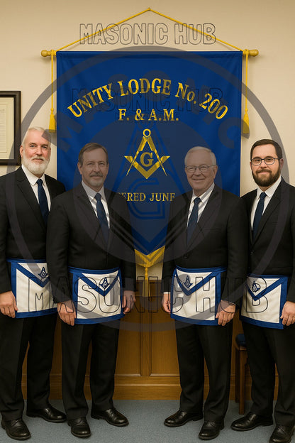 Personalized Handcrafted Master Mason Blue Lodge Banner – Custom Embroidered with Lodge Info, Square & Compass Emblem