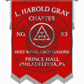 Custom Masonic Royal Arch Chapter Banner with Hand Made Emblem – Red Fabric, Silver Fringe & Hanging Tassels – Prince Hall Chapter Design Masonic Hub