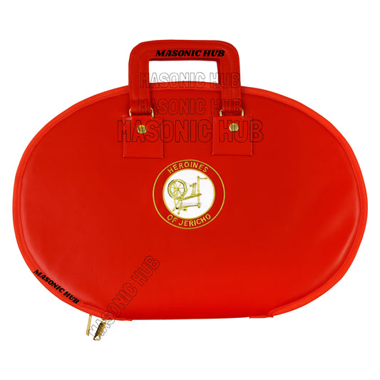 Masonic Heroines of Jericho Women's Chain Collar Case, Soft Padded Lining [RED]