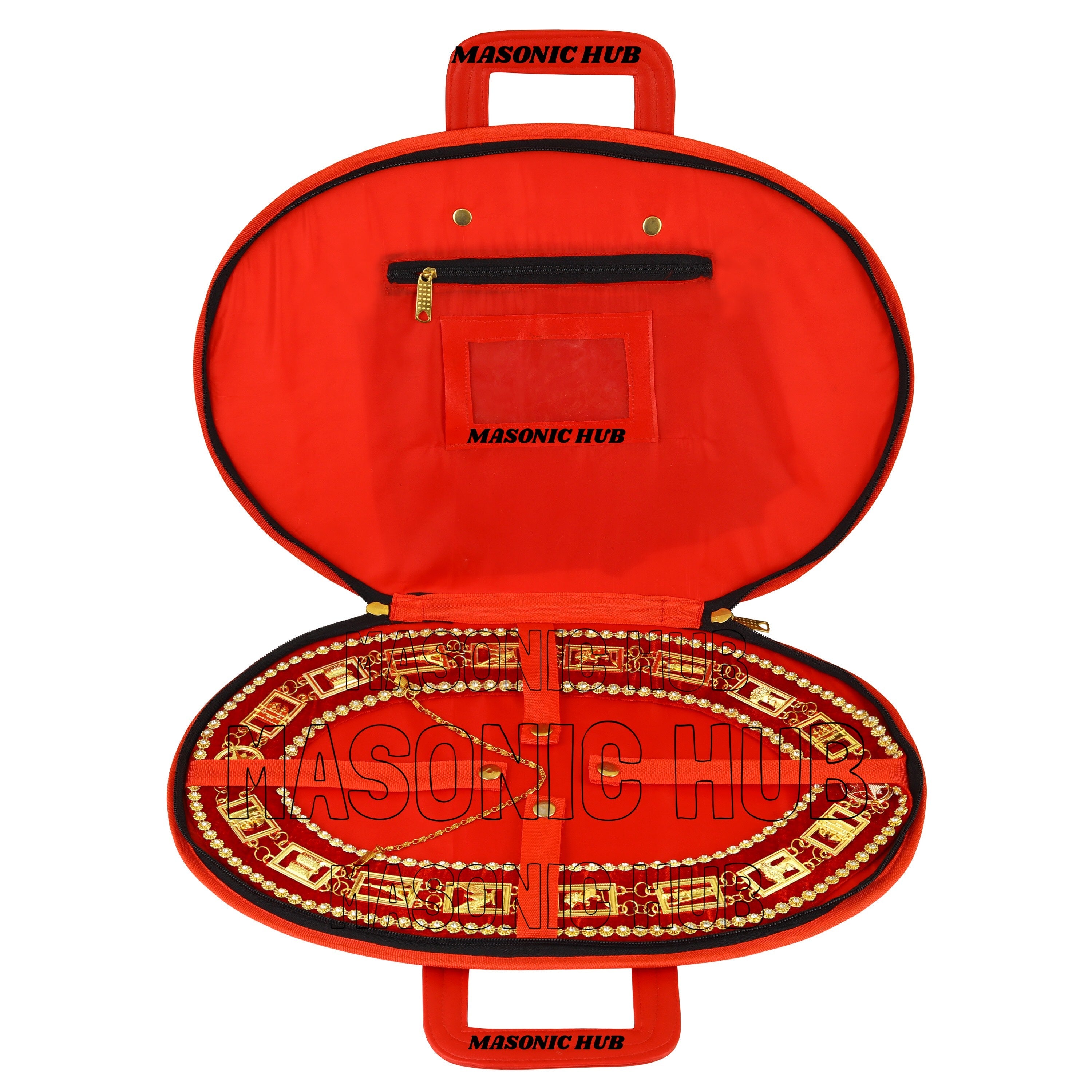 Masonic Heroines of Jericho Women's Chain Collar Case, Soft Padded Lining [RED] Masonic Hub