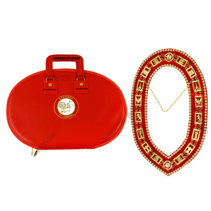 Masonic Heroines of Jericho Women's Chain Collar Case, Soft Padded Lining [RED]