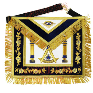 Deluxe Gold Bullion Past Master Mason 100% Lambskin Apron – Handmade &amp; Embroidered Masonic Hub