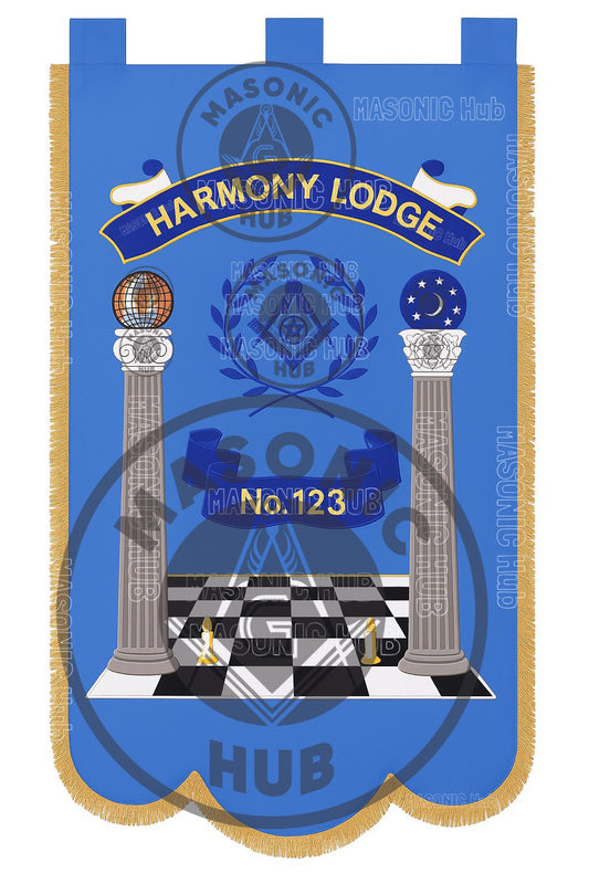 Custom Masonic Master Mason Blue Lodge Machine Embroidery Banner Gold Fringe