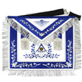 Masonic Past Master Hand-Embroidered 100% Lambskin Apron with Blue Silk &amp; Silver Bullion Fringe Masonic Hub