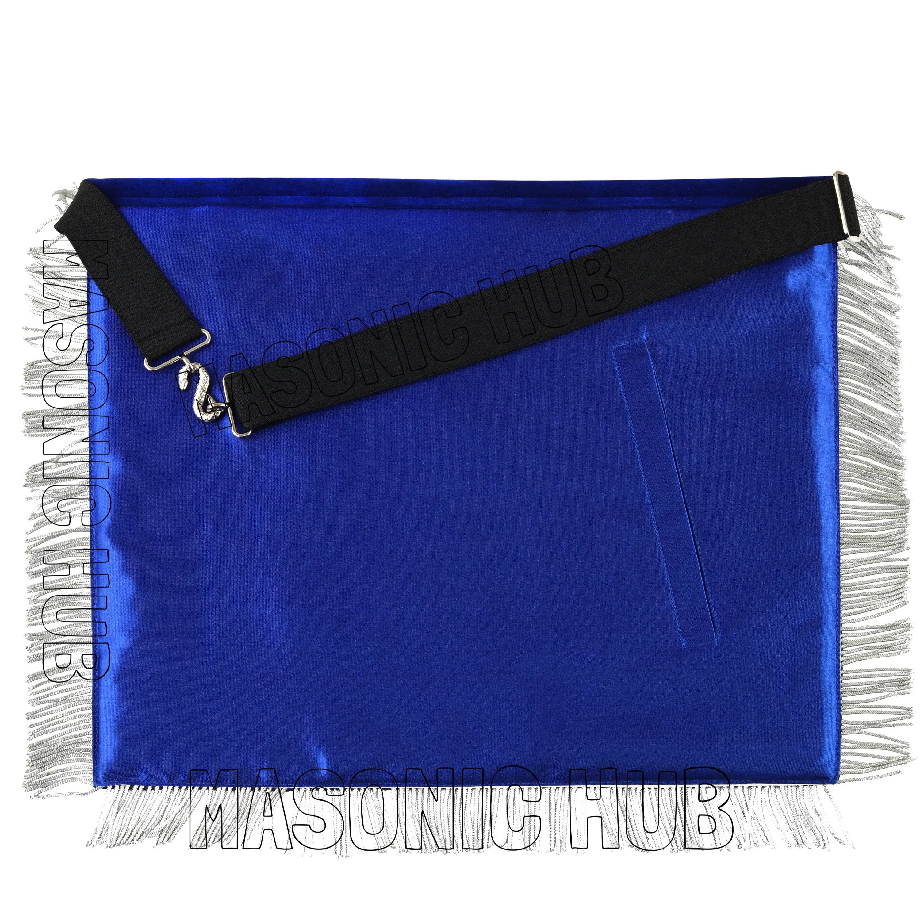 Masonic Past Master Hand-Embroidered 100% Lambskin Apron with Blue Silk &amp; Silver Bullion Fringe Masonic Hub