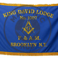 Custom Masonic Master Mason Blue Lodge Machine Embroidery Flag with Gold Fringe – Personalized Freemason Regalia Decor Masonic Hub