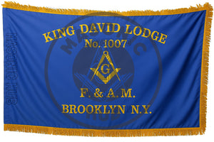 Custom Masonic Master Mason Blue Lodge Machine Embroidery Flag with Gold Fringe – Personalized Freemason Regalia Decor Masonic Hub