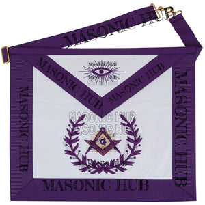 Master Mason Lambskin Apron with G Logo, Radiant Sunburst, and Laurel Wreath My Store