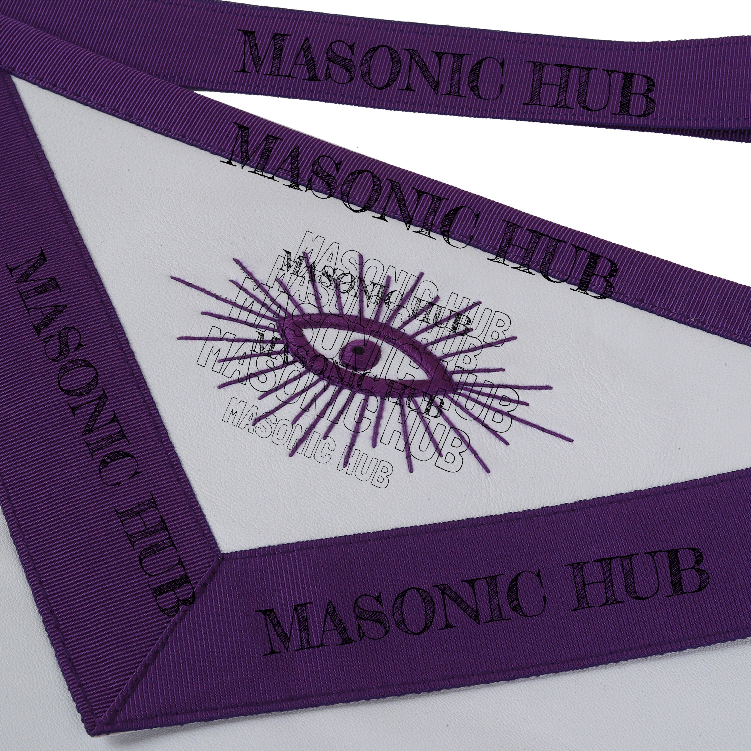 Master Mason Lambskin Apron with G Logo, Radiant Sunburst, and Laurel Wreath My Store