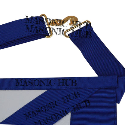 Masonic Master Mason Apron with Blue and Gold Shield Emblem – Freemason Regalia