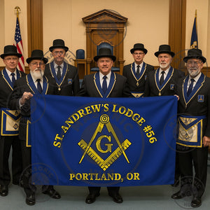 Freemason Custom Banner – Square & Compass Lodge Flag with Name - Location Masonic Hub