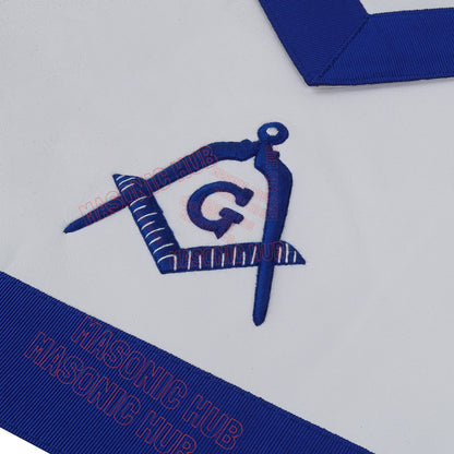 Master Mason Apron with Sequined All-Seeing Eye Emblem – Blue & White Masonic