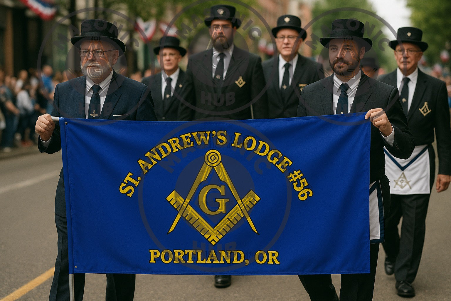 Freemason Custom Banner – Square & Compass Lodge Flag with Name - Location Masonic Hub