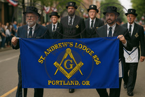 Freemason Custom Banner – Square & Compass Lodge Flag with Name - Location Masonic Hub