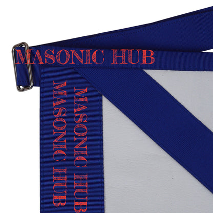 Master Mason Apron with Sequined All-Seeing Eye Emblem – Blue & White Masonic