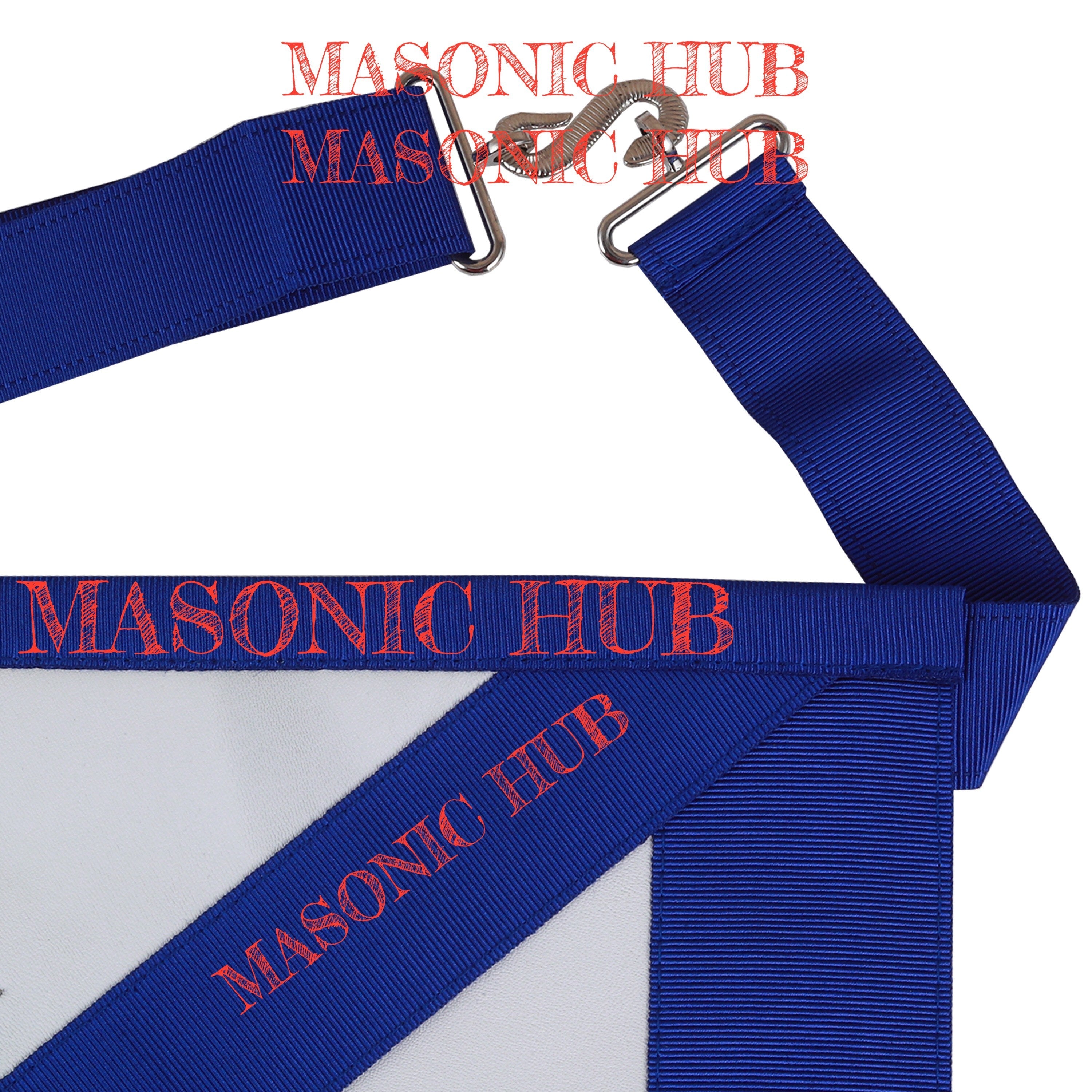 Master Mason Apron with Sequined All-Seeing Eye Emblem – Blue & White Masonic My Store